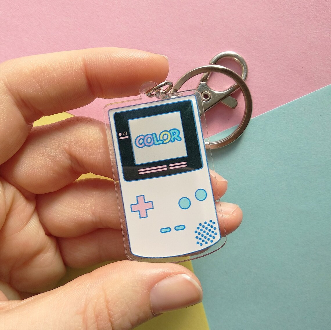 My Pastel GAMEBOY KEYCHAIN Teal White Acrylic Keyring Charm Etsy