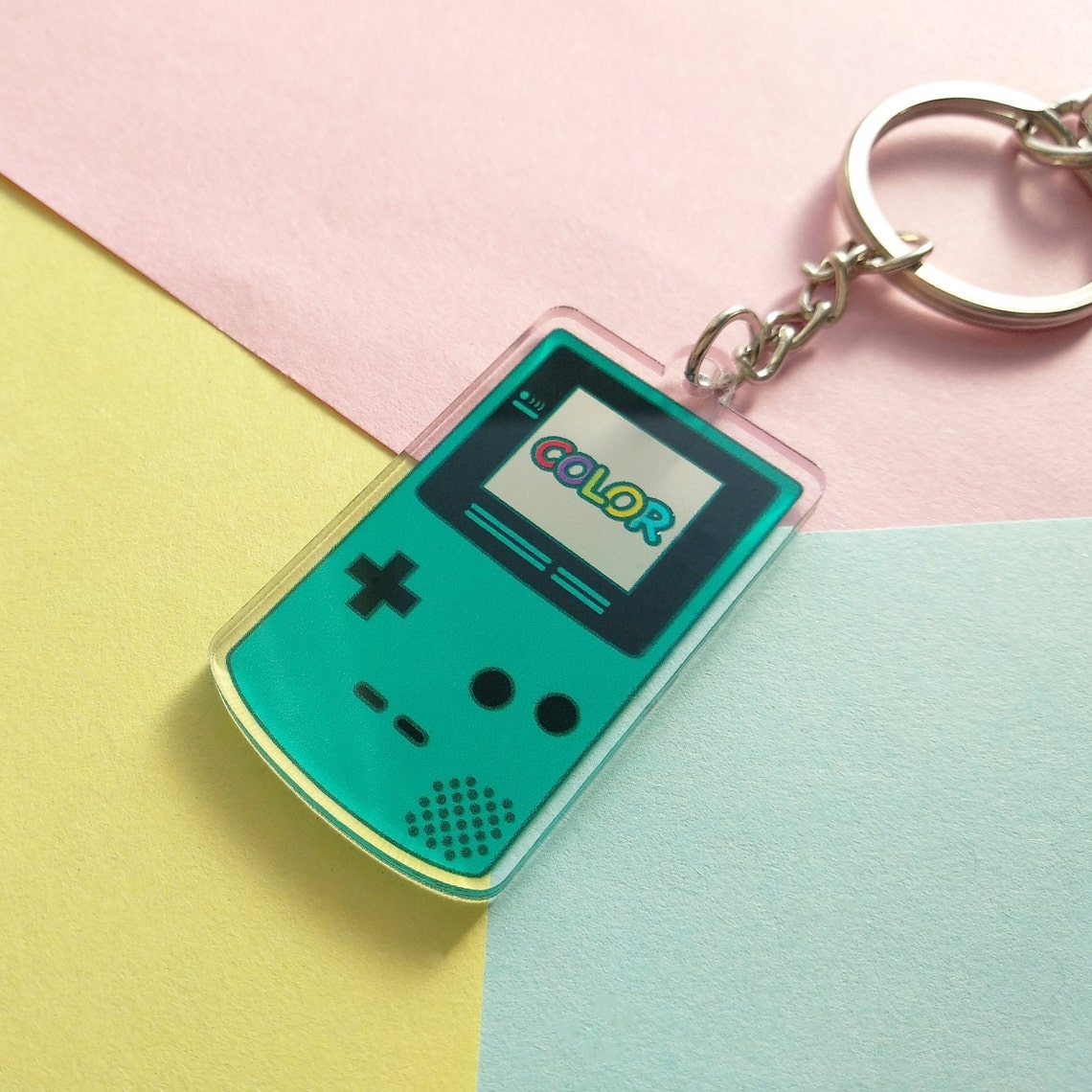 My Pastel GAMEBOY KEYCHAIN Teal White Acrylic Keyring Charm Etsy