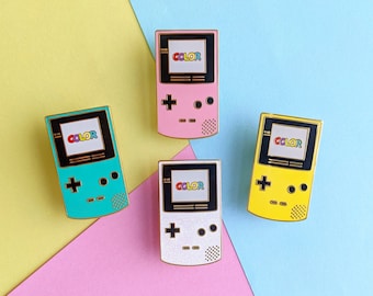 My PASTEL GAMEBOY PIN -  Retro Gameboy color pin - nostalgia pins in White+glitter, yellow, pink or teal