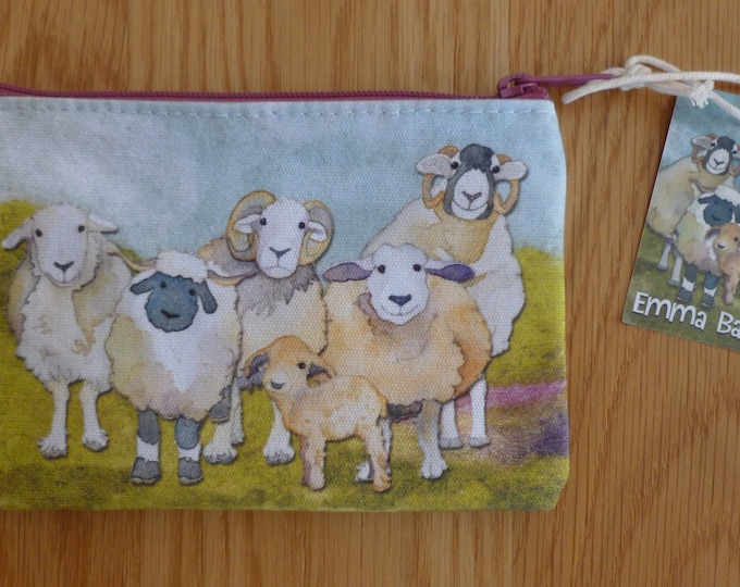 Zipped Purse by Emma Ball, various lovely designs, storage for knitters notions, cotton, lined, zipped, 13.5 x 9 cm, gift for crafters