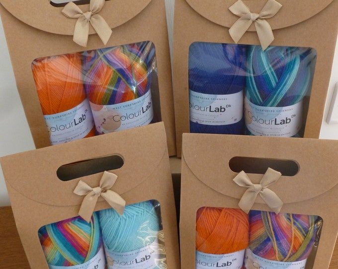 KNITTING KIT, The Skye Scarf, Wee Window Design, gift bagged, yarn and pattern, kit, easy knit, keyhole scarf, adult or child, DK, Colourlab