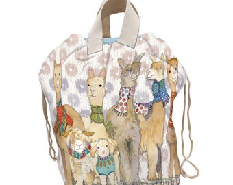 Large Project Bag by Emma Ball, bucket bag, various designs, 41 cm x 50 cm, knitters, crafters, storage, drawstring, lined, internal pocket