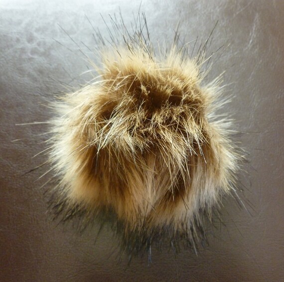 Faux Fur Pom Pom Soft Lightweight Brown 