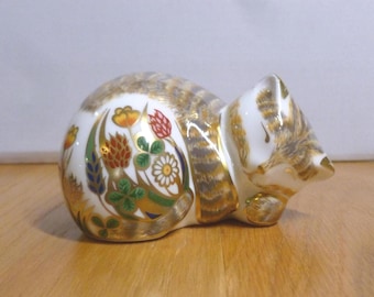 Royal Crown Derby Kitten, Cottage Garden Kitten, Millie, handpainted, gold stopper, England