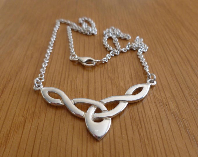 Silver Celtic Knot Necklace, vintage, 925, hallmarked, SGO, celtic, Scotland