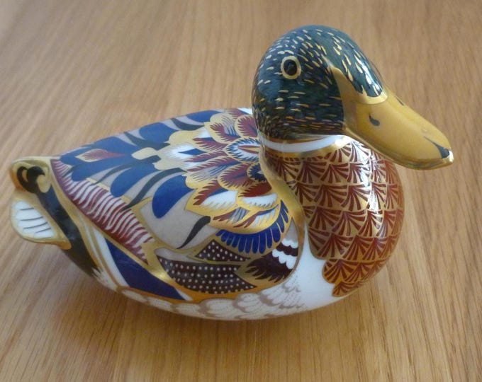 Royal Crown Derby Duck Figurine, Teal, Mallard, Green Winged Teal, bone china, gold,  collectable, stopper, England, handcrafted