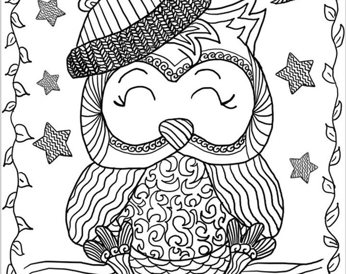 Owl Colouring Sheet, A4, PDF, Digital Download, art, printable, by ASI Designs, colouring, mindfulness, Scotland
