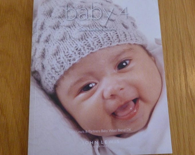 John Lewis Baby 4 Knitting Pattern Booklet, 7 handknit patterns, for DK yarn, sweater, cardigan, blanket, joggers, hat, socks, romper, UK