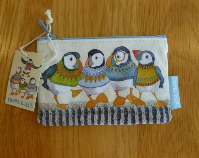 Zipped Purse by Emma Ball, various designs, storage for knitters notions, cotton, lined, zipped, 13.5 x 9 cm