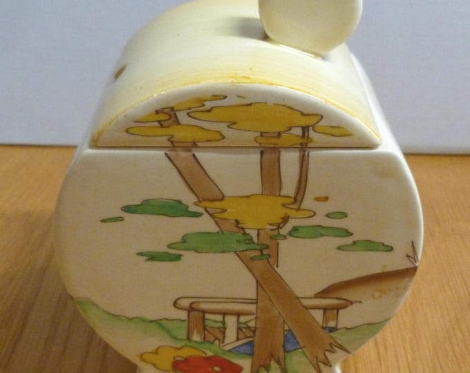 Clarice Cliff Preserve Pot, Bonjour shape, vintage, collectable, rare design, 1930's