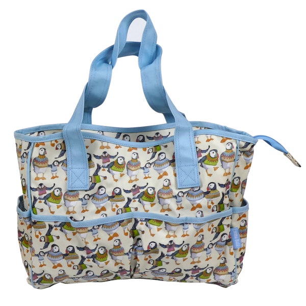 Large Crafters Bag, Emma Ball, colourful, project bag, storage, 36 x 26 x 16 cm, strong, with pockets, Sheep or Puffins