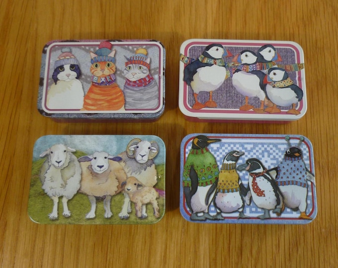 Pocket Tins, by Emma Ball, with sliding lid, choice of cute designs