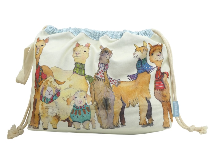 Drawstring Project Bags, by Emma Ball, lined cotton, various designs