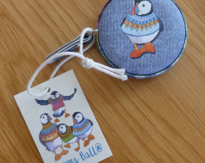 Tape Measure by Emma Ball, various designs, wipeable, 5.5 cm, 1.5 m retractable tape, Woolly Puffins, Sheep in Sweaters, Seathrift Puffins..