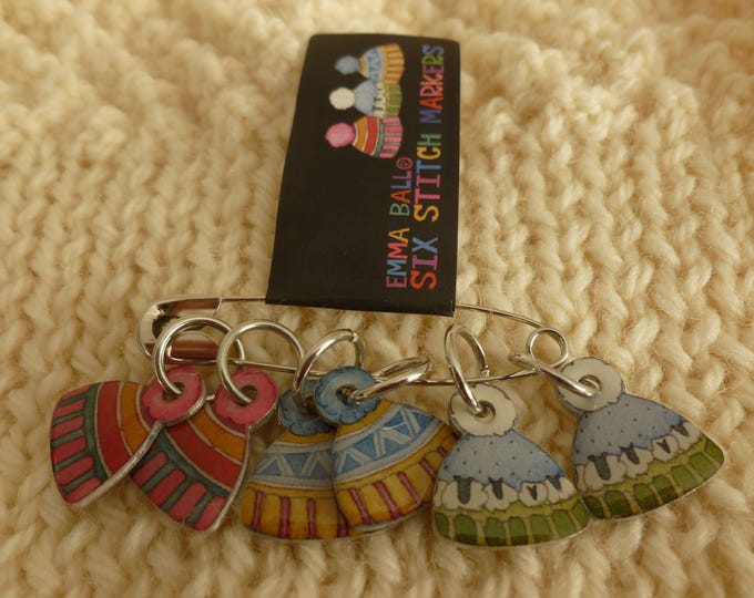 Stitch markers by Emma Ball, set of 6, various designs
