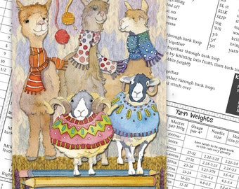 Stash Notebook, by Emma Ball, A5, for knitters crafters, beautifully illustrated, Alpacas, Sheep in Sweaters, yarn stash, organiser, notes