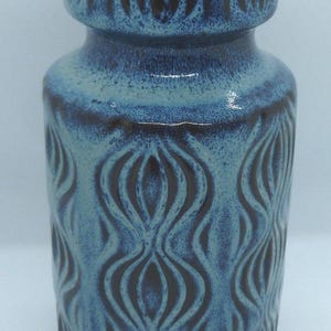 Vintage 1960's Vase, beautiful blue, W Germany, Scheurich Keramik, 285-18, rare West Germany Pottery vase, 18 cm tall, 9 cm diameter