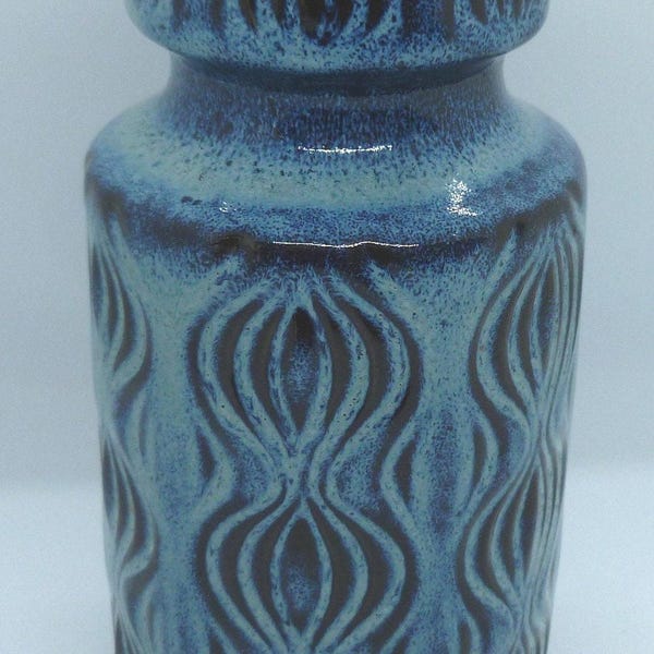 Vintage 1960's Vase, beautiful blue, W Germany, Scheurich Keramik, 285-18, rare West Germany Pottery vase, 18 cm tall, 9 cm diameter