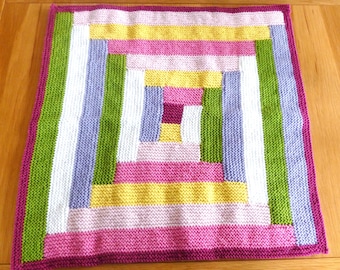 Aran Rainbow Blankie knitting pattern, PDF, digital download, aran, easy, knit, blanket, comforter, adaptable, blanket, Wee Window Design