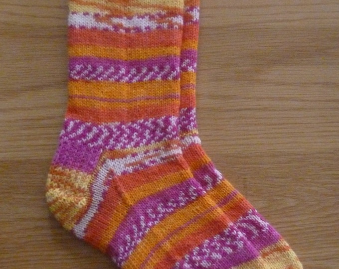 Handknitted Socks, comfy, warm, machine washable, handknit in Scotland, UK women's size 5/6, colourful, soft, handknit, hardwearing