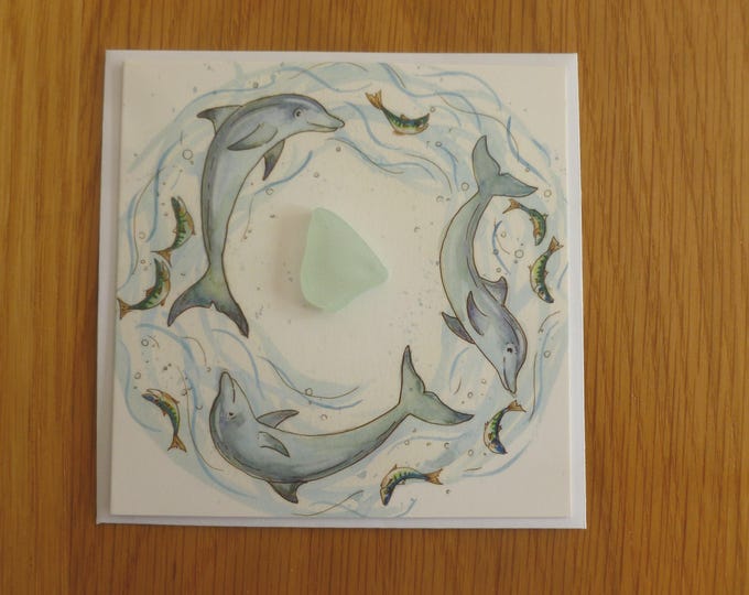 Scottish Sea Glass Cards, 4 x 4 inches, 10 x 10 cm, greeting cards, blank for your own message, unique cards, birthday, thanks, small