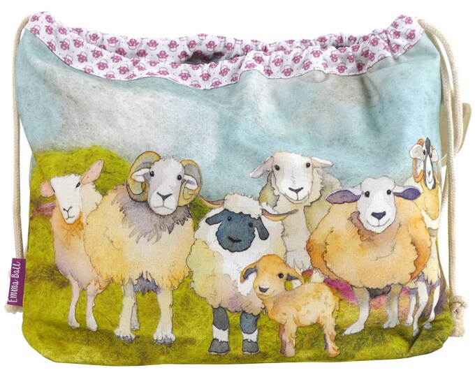 Drawstring Project Bags, by Emma Ball, lined cotton, various designs