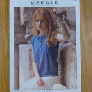 Jaeger Strickmuster, Vintage, Damen, Pullover, Twin Set, ärmelloses Top, Strickjacke, 30 - 44 in, Originals, UK