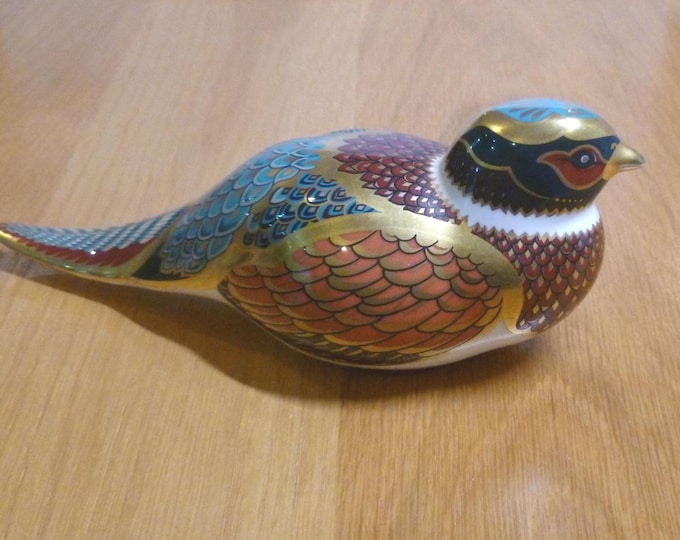 Woodland Pheasant, Royal Crown Derby, vintage, silver stopper, exclusive for Collectors Guild, UK