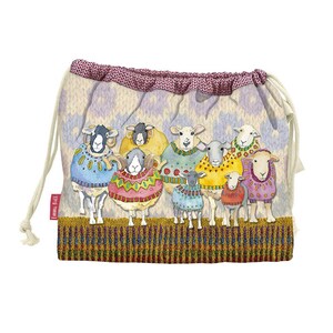 Project Bags par Emma Ball, sacs avec cordon de serrage, 3 motifs Janie Crow, pour tricoteurs et artisans, coton, cadeau, Royaume-Uni, boucle pour accrocher le sac