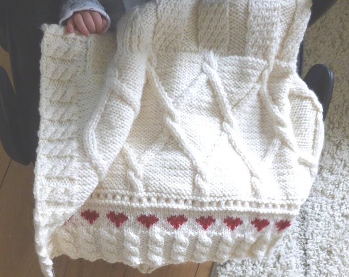 Knitting Pattern for Aran Baby Blanket, Digital Download, PDF digital download