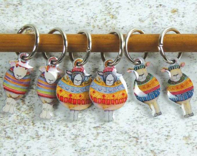 Stitch markers by Emma Ball, set of 6, various designs