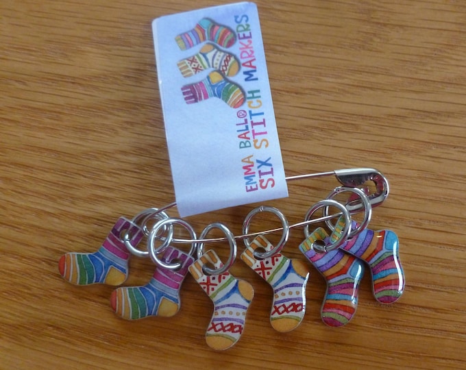 Stitch markers by Emma Ball, set of 6, various designs, knitters
