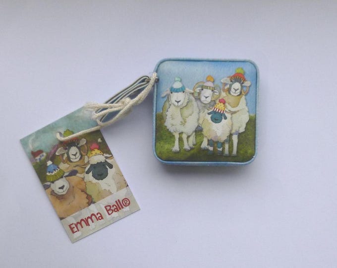 Tape Measure by Emma Ball, various designs, wipeable, 5.5 cm, 1.5 m retractable tape, Woolly Puffins, Sheep in Sweaters, Seathrift Puffins..