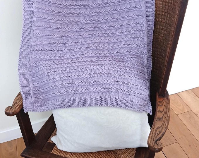 Handknitted Baby Blanket, purple, soft, warm, 77 cm x 66 cm