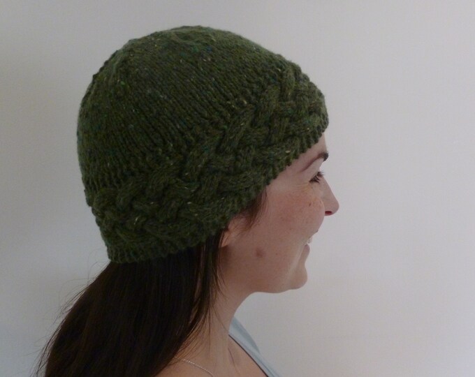 Cabled hat knitting pattern, Aran, PDF, digital download, the Hawick Hat, Wee Window Design, Scotland, knitting pattern, Rico Modern Tweed