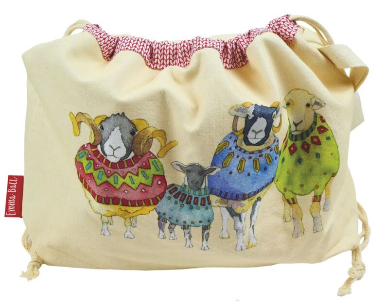 Knitters Project Bags by Emma Ball drawstring lined bag Etsy