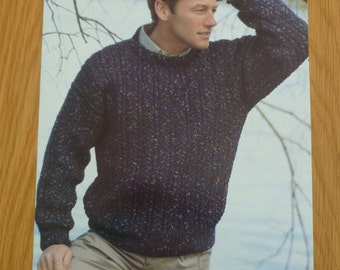 Vintage Knitting Pattern, Men's Sweater, Patons 3566, DK, easy knit, 34 - 44 in, physical copy