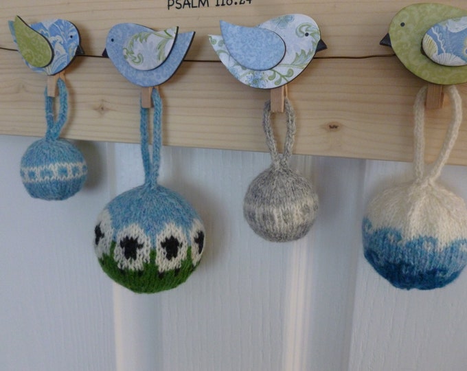 Knitting pattern, PDF, Digital Download, Baubilicious, Christmas, ornaments, patterns for 8 Christmas baubles designed in Scotland,
