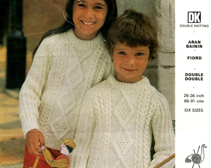 PDF KNITTING PATTERN, vintage, sweater, children's, boy, girl, dk, aran, cabled, 26-36 in, 66-91 cm, Instant Digital Download, pdf, pattern