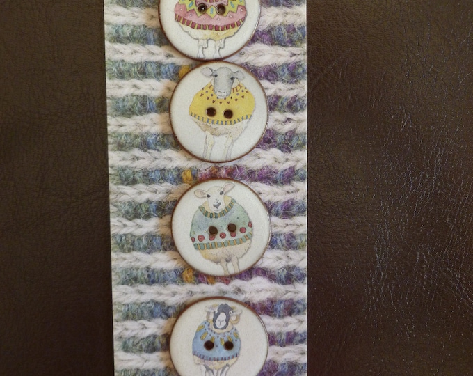 Ceramic buttons, by Emma Ball, Sheep in Sweaters, 27 mm, buttons