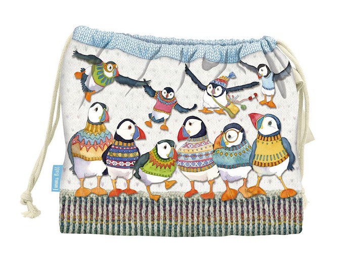 Drawstring Project Bags, by Emma Ball, lined cotton, various designs