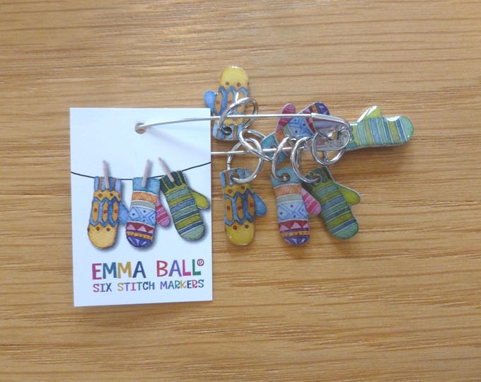 Stitch markers by Emma Ball, set of 6, various designs