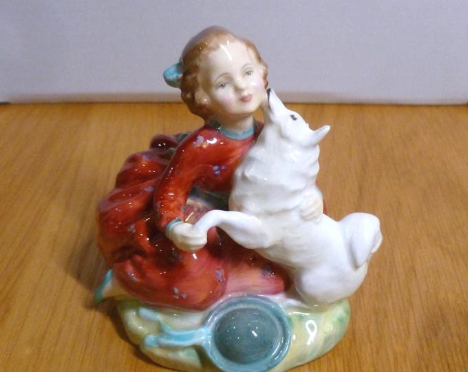 Home Again, Royal Doulton figurine, handpainted, HN2167, vintage collectable, girl, dog