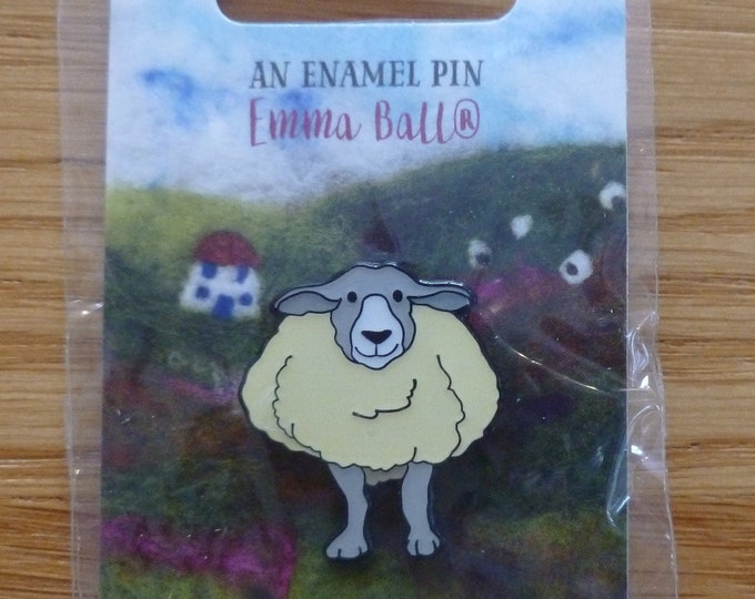 Sheep Enamel Pin, by Emma Ball, crafters gift, knitters, cute, happy, Herdwick sheep