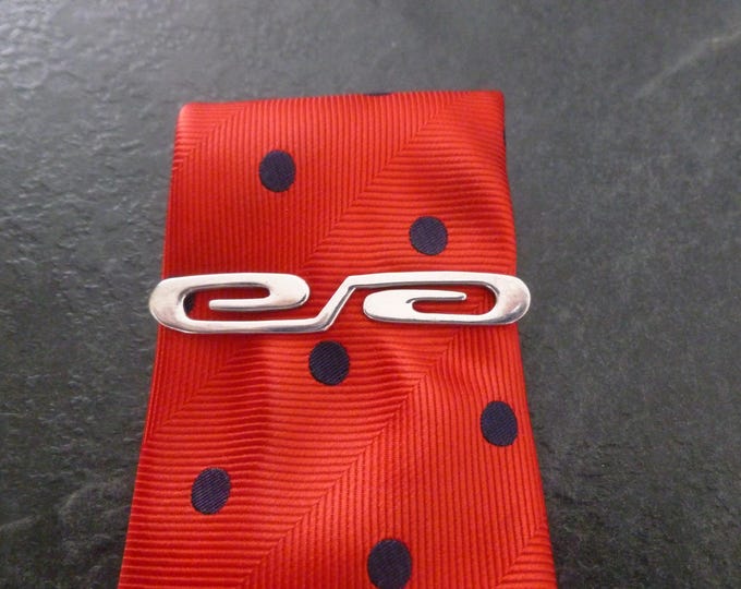 Silver Tie Clip, vintage, 925, curves, curls, UK, 5 cm x 1 cm, stylish