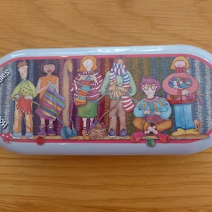 Glasses Case by Emma Ball, for glasses or storage for knitters, crafters, illustrated, Sheep, Puffins, Gnomes, Cats, Coastal, lined
