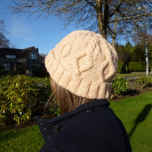 KNITTING PATTERN, Craigievar Cabled Hat, PDF Knitting Pattern, hat, cabled, dk, worsted, child, adult, designed in Scotland, download