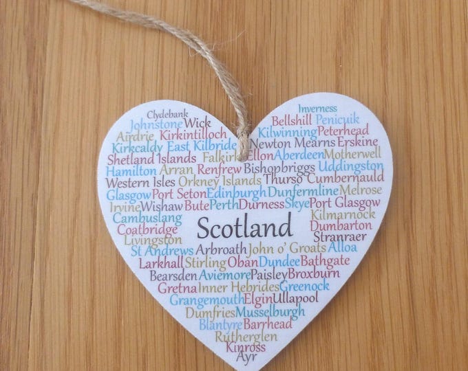 Heart Shaped Decorative Wooden Ornament, Scotland, memorabilia, place names, wooden, made in the Orkney