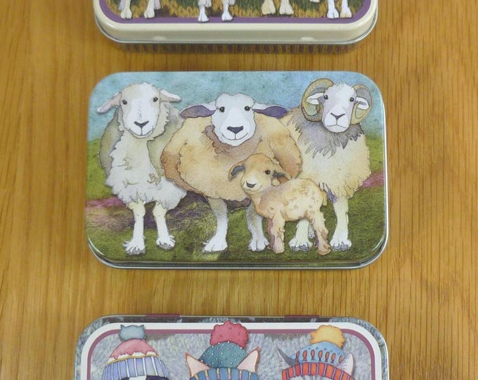 Storage Tins by Emma Ball, small hinged, various designs