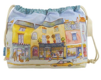 Project Bags by Emma Ball, 2026 designs, cotton, lined, drawstring, hanging loop